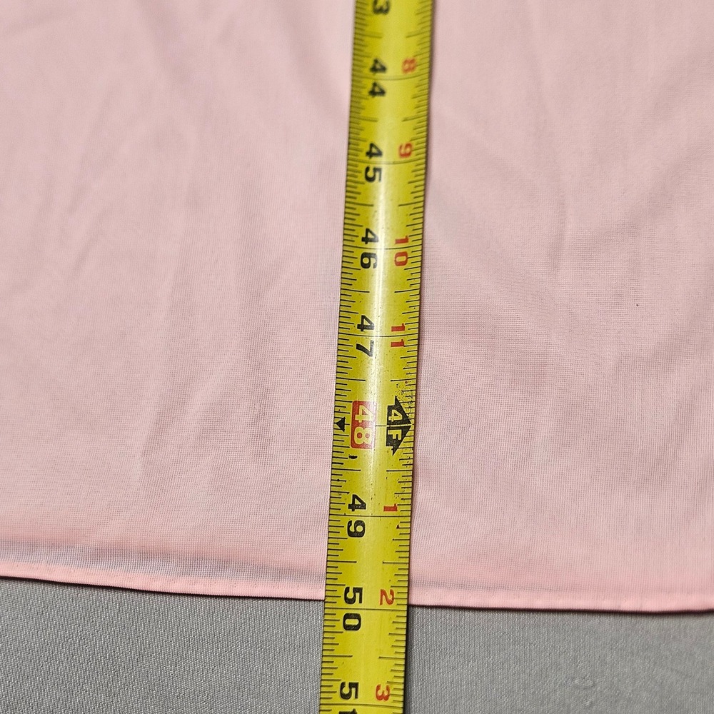 Vintage Nightgown Womens Medium Pink 100 Nylon Sheer Empire Waist V-Neck Long - Picture 10 of 11